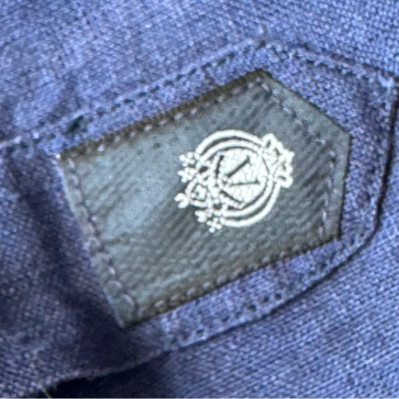 Borbonica by Vanacore Linen Button-Up Shirt Navy Blue Size 17/43 - Picture 5 of 7